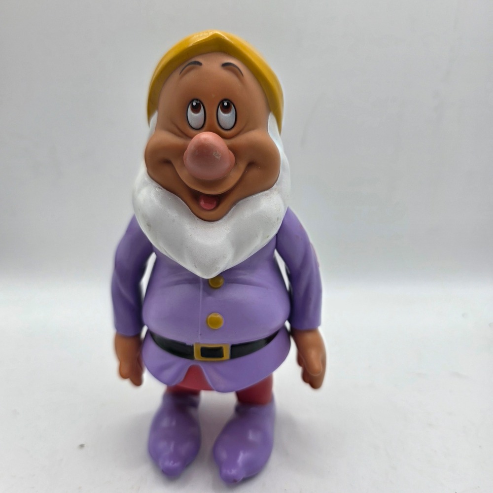 Disney Snow White Dopey Dwarf Action Figure Purple Tunic Yellow Hat Toy